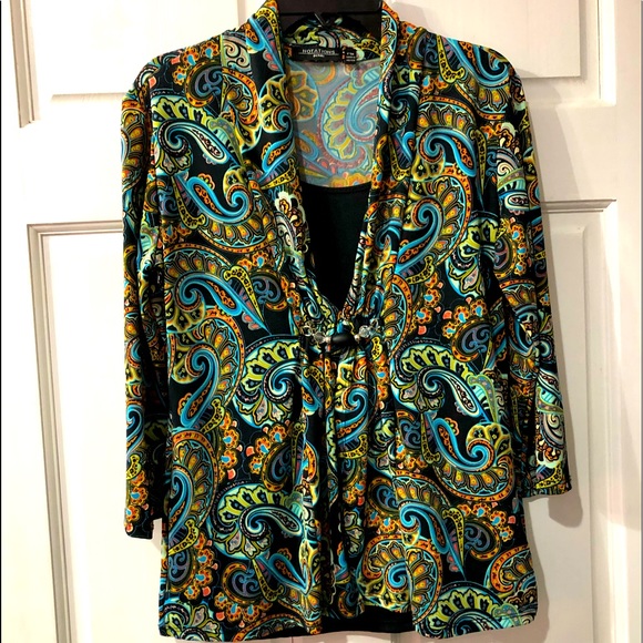 NOTATIONS Women’s colorful paisley blouse 3/4 sleeves sizePM NWOT - Picture 1 of 10